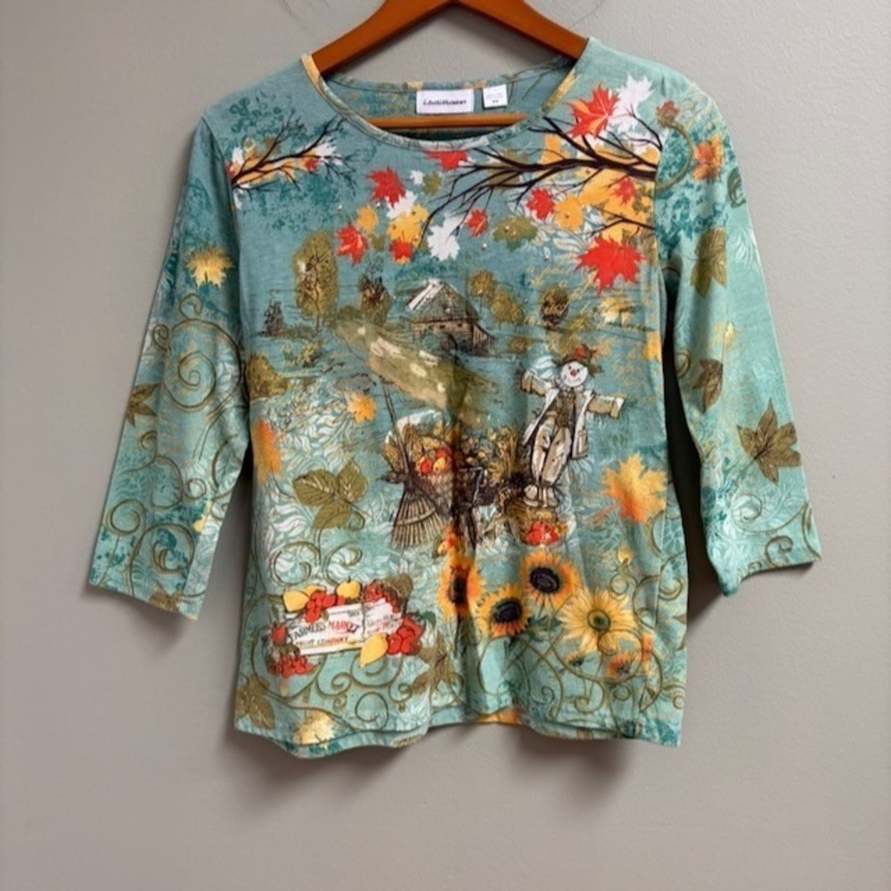 ib diffusion Womens Top Size M Autumn Fall Thanksgiving Artsy Boho Lagenlook